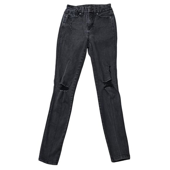 Arizona Jean Co Hi Rise Curvy Skinny Black Distressed Jeans - Picture 1 of 6